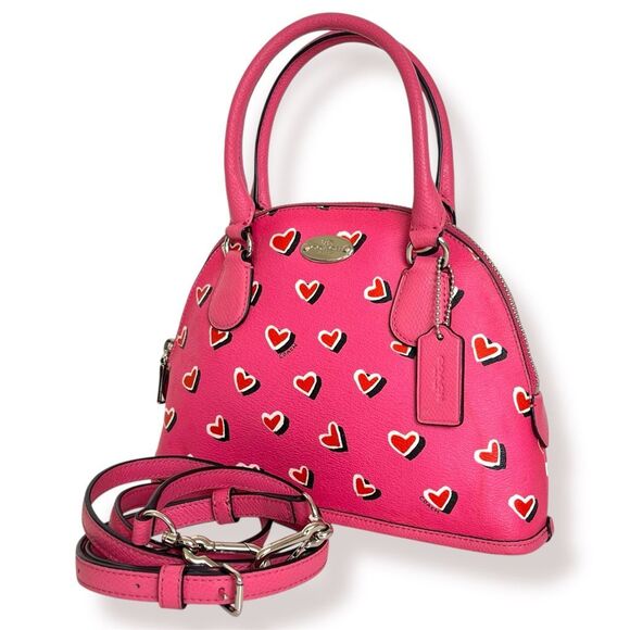 Coach Pink Mini Dome Bag Cora Cola Satchel Crossbody Hearts Valentines RARE LTD